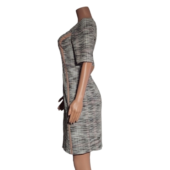 CONNECTED Apparel Crew Neck Short Sleeve Panel Knit Dress Blush Size: 8 - Picture 5 of 6